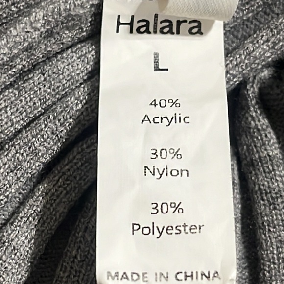 Halara Gray ROUND NECK LONG SLEEVE FRILL SWEATER SIZE L. - Picture 8 of 10